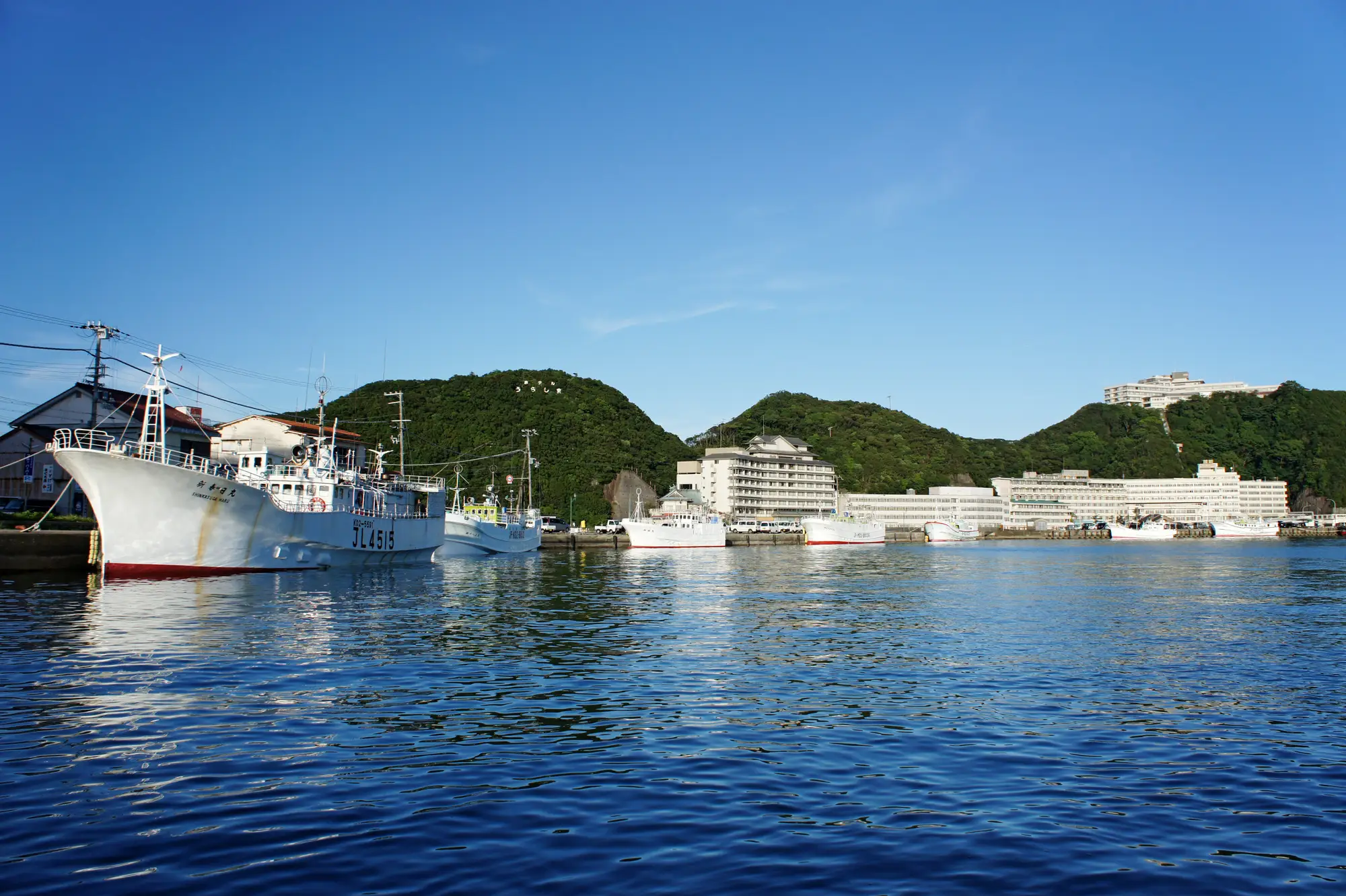 Fishing boats moored in Katsuura port at dawn, Nachikatsuura, Wakayama
