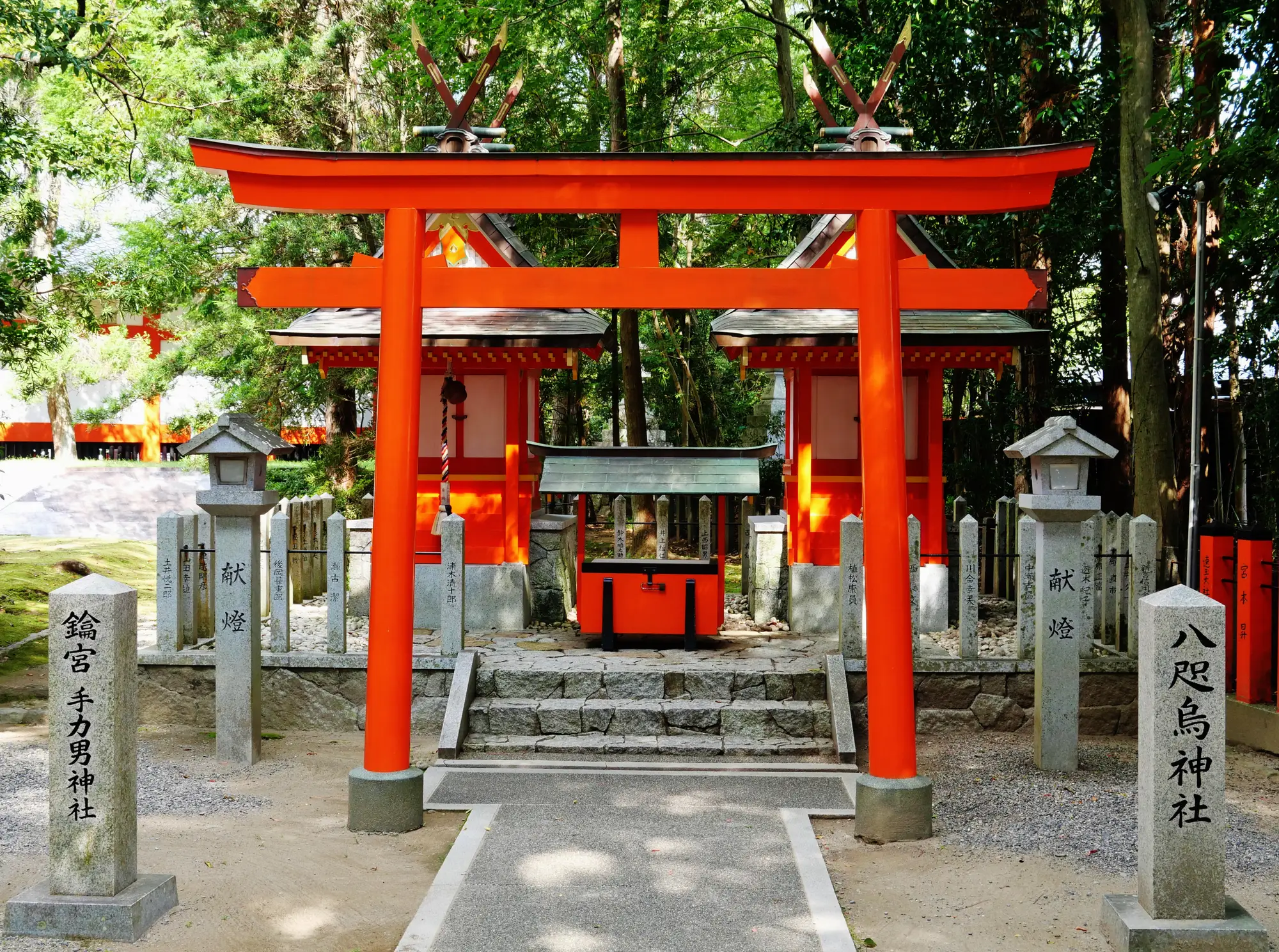 The vermilion-lacquered torii gate of Kumano Hayatama Taisha, Shingu, Wakayama